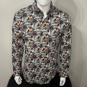 Express Slim Fit Crane & Floral Print Button-Up Shirt NWT | Men’s Medium